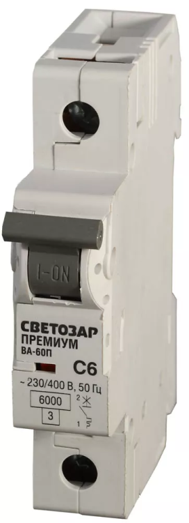 Выключатель автоматический СВЕТОЗАР "ПРЕМИУМ" 1-полюсный, 50 A, "C", откл. сп. 6 кА, 230 / 400 В SV-49021-50-C купить в Тюмени