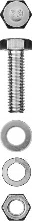 Болт (DIN933) в комплекте с гайкой (DIN934), шайбой (DIN125), шайбой пруж. (DIN127), M6 x 20 мм, 11 шт, ЗУБР 303436-06-020 купить в Тюмени