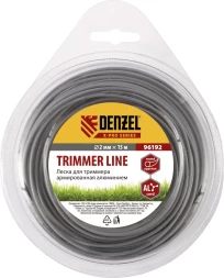 Леска для триммера армированная алюминием X-Pro круглая 2,0мм х 15м блистер Россия Denzel 96192