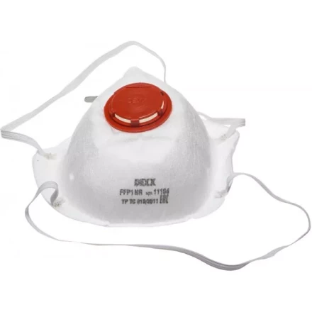 Полумаска фильтрующая DEXX противоаэрозольная, многослойная, коническая с клапаном FFP1 11104 купить в Тюмени