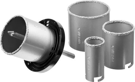 Набор STAYER &quot;PROFESSIONAL&quot;: Коронки с основанием и центровочным сверлом, d=33, 53, 67, 73мм, 6предм 33345-H6 купить в Тюмени