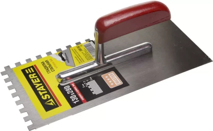 Гладилка STAYER &quot;MASTER&quot; стальная с деревянной ручкой, зубчатая, 8х8мм 0801-08 купить в Тюмени