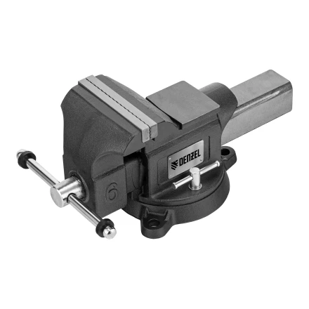 Тиски слесарные BVH-150, 150 мм, поворотные, стальная направляющая, с наковальней //Denzel 18685 купить в Тюмени