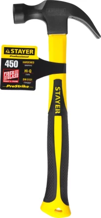 Молоток-гвоздодер &quot;Fiberglass&quot; с фиберглассовой рукояткой, 450 г, STAYER Professional 2026-450_z01 купить в Тюмени