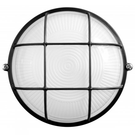 Светильник уличный СВЕТОЗАР влагозащищенный с решеткой, круг, цвет черный, 100Вт SV-57257-B купить в Тюмени