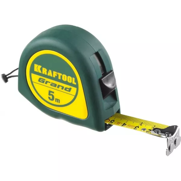 Рулетка KRAFTOOL GRAND, обрезиненный пластиковый корпус, 5м/19мм 34022-05-19 купить в Тюмени