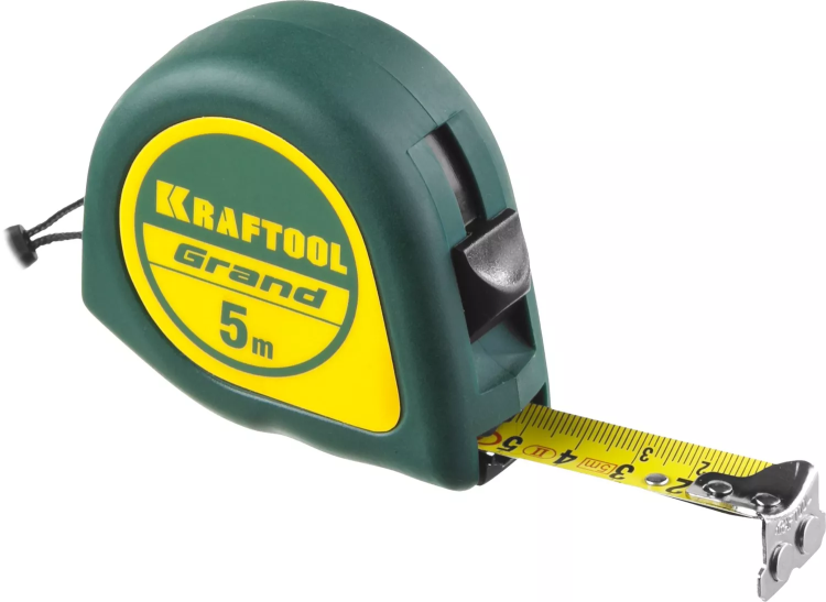 Рулетка KRAFTOOL GRAND, обрезиненный пластиковый корпус, 5м/19мм 34022-05-19 купить в Тюмени