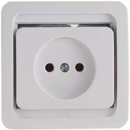 Розетка СВЕТОЗАР &quot;ГАММА&quot; одинарная, цвет белый, 16А/~250В SV-54100-W купить в Тюмени