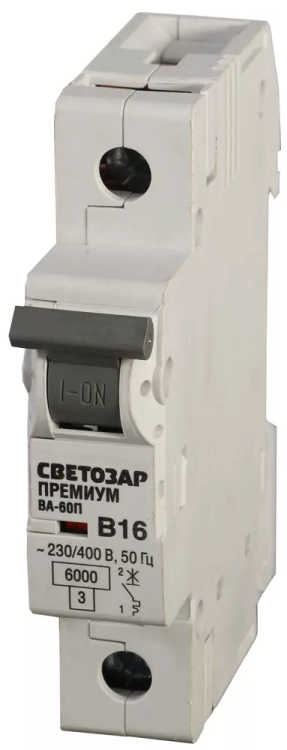 Выключатель автоматический СВЕТОЗАР "ПРЕМИУМ" 1-полюсный, 6 A, "B", откл. сп. 6 кА, 230 / 400 В SV-49011-06-B купить в Тюмени