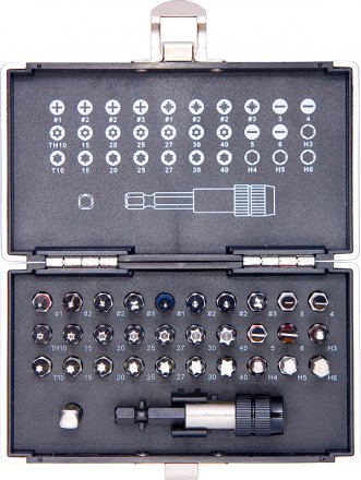 Набор бит, магнитный адаптер,сталь S2,пластиковый кейс,32 предм GROSS 11363 купить в Тюмени