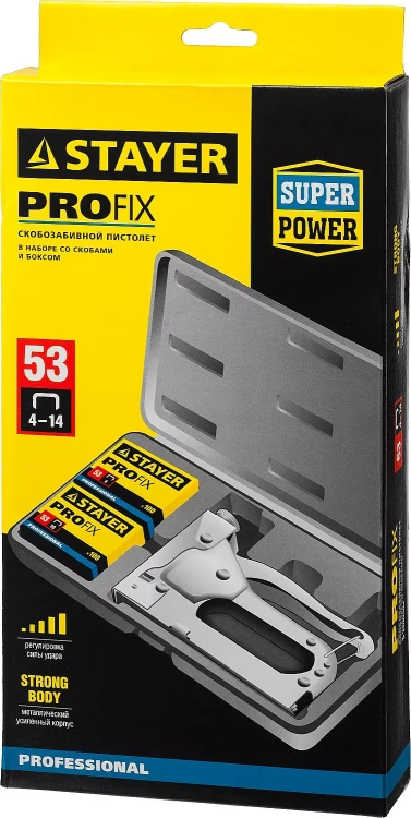 Степлер "Pro 53" для скоб тип 53 (4-14 мм), в кейсе, STAYER Professional 3150-H4_z01 купить в Тюмени
