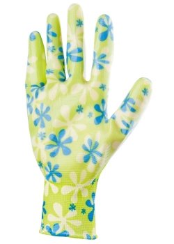 Перчатки садовые из полиэстера с нитриловым обливом, зеленые, S PALISAD 67741 купить в Тюмени