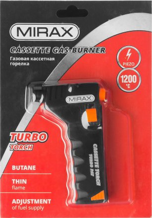 Горелка газовая кассетная MIRAX, с пьезоподжигом, 1200С 55575 купить в Тюмени