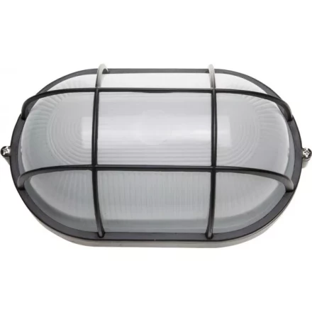 Светильник уличный СВЕТОЗАР влагозащищенный с решеткой, овал, цвет черный, 100Вт SV-57207-B купить в Тюмени