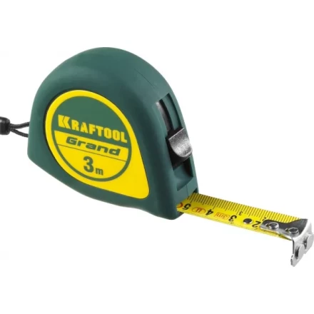 Рулетка KRAFTOOL GRAND, обрезиненный пластиковый корпус, 3м/16мм 34022-03-16 купить в Тюмени