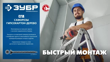ЗУБР СГД 64 х 3.9 мм, саморез гипсокартон-дерево, фосфат., 11.13 кг (300030-64) купить в Тюмени