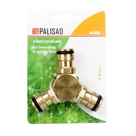 Тройник для разветвления или соединения, штуцерный, латунный Palisad 665688 купить в Тюмени