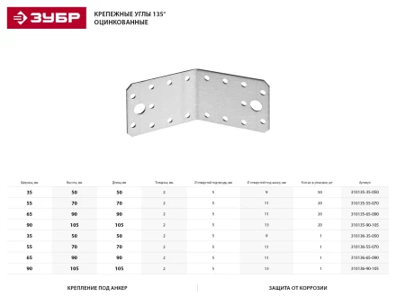 Крепежный угол ЗУБР &quot;МАСТЕР&quot; 135град, 55х70х70мм, 1шт 310136-55-070 купить в Тюмени