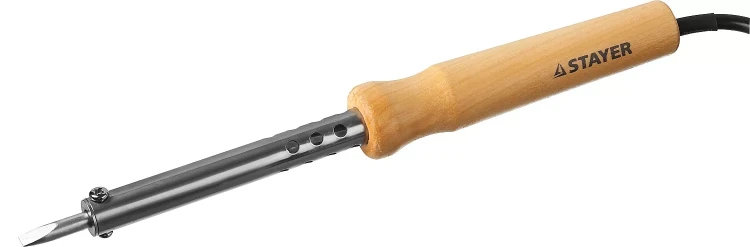 Паяльник с деревянной рукояткой и долговечным жалом, STAYER "MASTER" MAXTerm, 55310-60, 60 Вт, клин 55310-60 купить в Тюмени