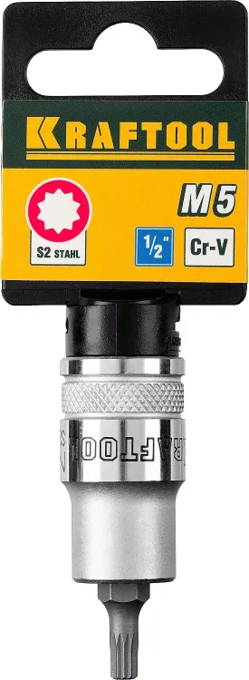 Торцовая бита-головка KRAFTOOL "INDUSTRIE QUALITAT", материал S2, SPLINE, сатинированная, 1/2", M5 27911-05_z01 купить в Тюмени
