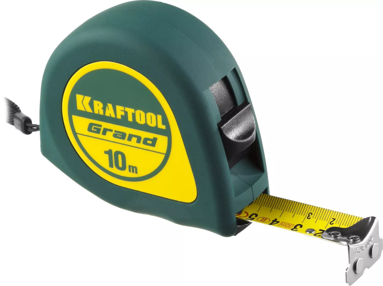 Рулетка KRAFTOOL GRAND, обрезиненный пластиковый корпус, 10м/25мм 34022-10-25 купить в Тюмени