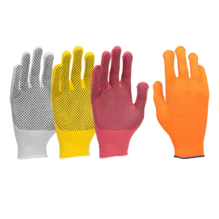 Перчатки трикотажные, синтетическая нить, ПВХ точка, 4 пары, 4 цвета, L, 13 класс// Palisad 67852 купить в Тюмени