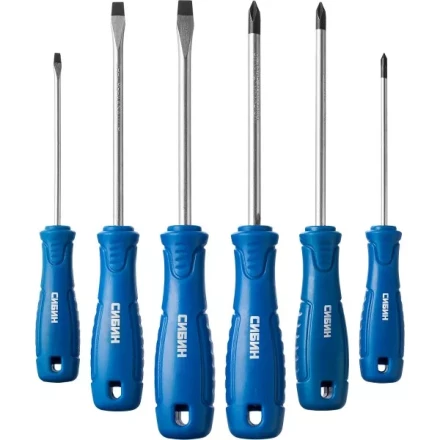 Набор: Отвертки СИБИН 25086 с закаленным стержнем, маслобензостойкая рукоятка, в блистере, 6 предметов 25086 купить в Тюмени