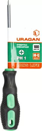 Отвертка URAGAN c двухкомпонентной рукояткой, PH1 x 100мм 25076-1-10_z01 купить в Тюмени
