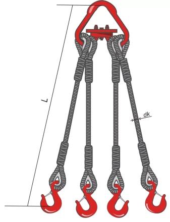 Строп канатный четырехветвевой 4СК 16 т L=3 м кч Гост заплет на станке купить в Тюмени