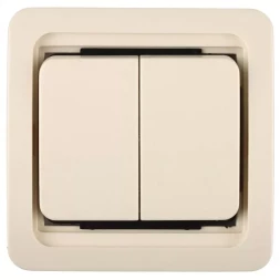 Выключатель СВЕТОЗАР "ГАММА" двухклавишный, без подсветки, цвет бежевый, 10А/~250В SV-54134-B
