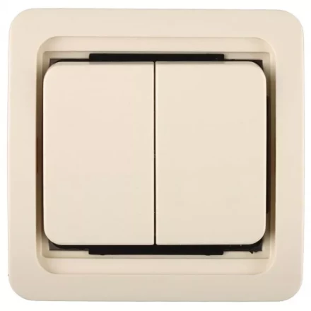 Выключатель СВЕТОЗАР &quot;ГАММА&quot; двухклавишный, без подсветки, цвет бежевый, 10А/~250В SV-54134-B купить в Тюмени