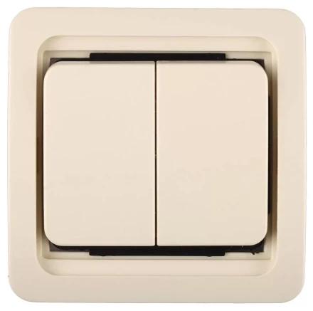 Выключатель СВЕТОЗАР &quot;ГАММА&quot; двухклавишный, без подсветки, цвет бежевый, 10А/~250В SV-54134-B купить в Тюмени
