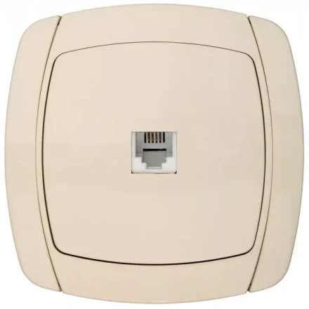 Розетка СВЕТОЗАР &quot;CITY LIGHT&quot; телефонная одинарная в сборе, цвет бежевый SV-54217-B купить в Тюмени