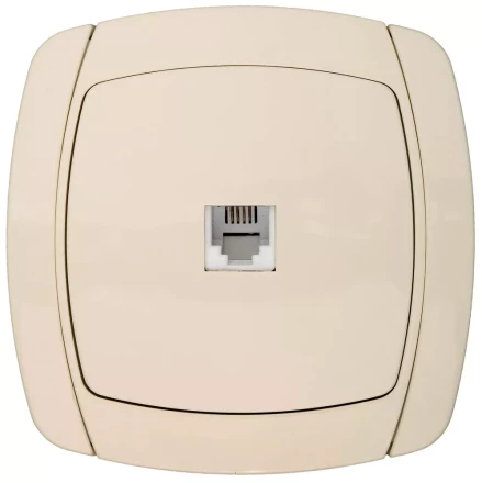 Розетка СВЕТОЗАР &quot;CITY LIGHT&quot; телефонная одинарная в сборе, цвет бежевый SV-54217-B купить в Тюмени