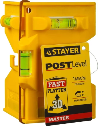 Уровень-угольник STAYER "MASTER" "POSTLevel" пластмассовый с магнитом, 3 ампулы 3456_z01 купить в Тюмени