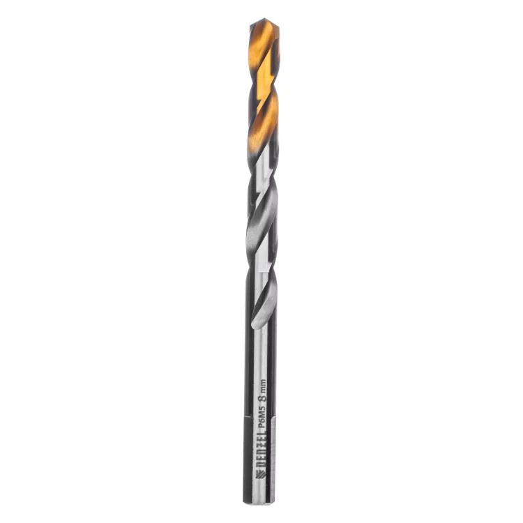 Сверло спиральное по металлу Denzel 8 x 117 мм, Р6М5, Golden Tip, 718239 купить в Тюмени