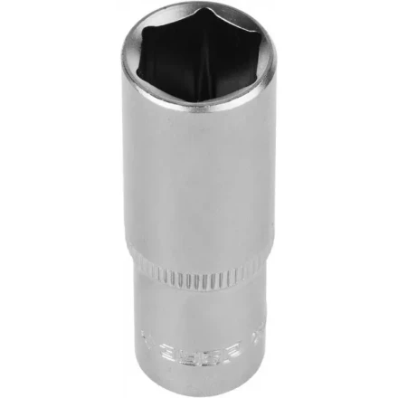 Головка торцовая ЗУБР &quot;МАСТЕР&quot; (1/4&quot;), удлиненная, Cr-V, FLANK, хроматированное покрытие, 12мм 27717-12 купить в Тюмени