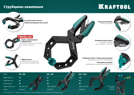 Струбцина KRAFTOOL RC-xx, зажимная ручная 32224-04 купить в Тюмени