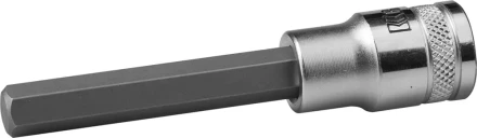 Торцовая бита-головка KRAFTOOL &quot;INDUSTRIE QUALITAT&quot;, удлиненная, материал S2, HEX, сатинированная, 1/2&quot;, H10 27909-10_z01 купить в Тюмени