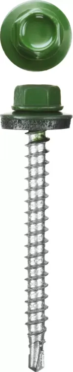 Саморезы СКМ кровельные, RAL 6002 зеленый лист, 25 x 5.5 мм, 420 шт, для металлических конструкций, STAYER 30305-55-025-6002 купить в Тюмени