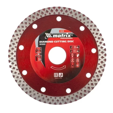 Диск алмазный отрезной сплошной 125 х 22,2 мм сухая резка MATRIX Professional 73124 купить в Тюмени