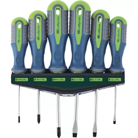 Набор отверток CrV трехкомпонентные рукоятки 6 предметов Сибртех 13374 купить в Тюмени