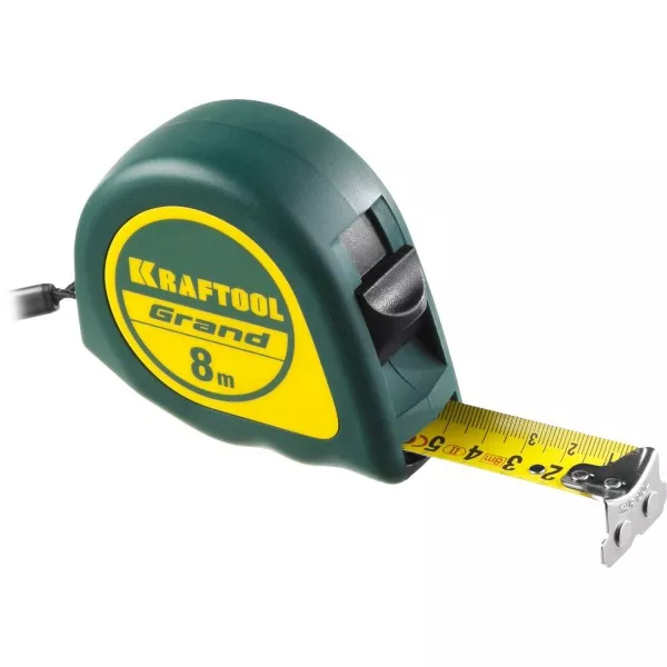 Рулетка KRAFTOOL GRAND, обрезиненный пластиковый корпус, 8м/25мм 34022-08-25 купить в Тюмени