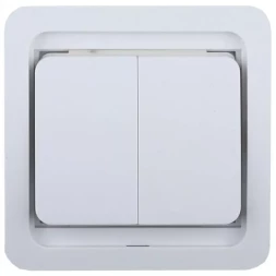 Выключатель СВЕТОЗАР "ГАММА" двухклавишный, без подсветки, цвет белый, 10А/~250В SV-54134-W