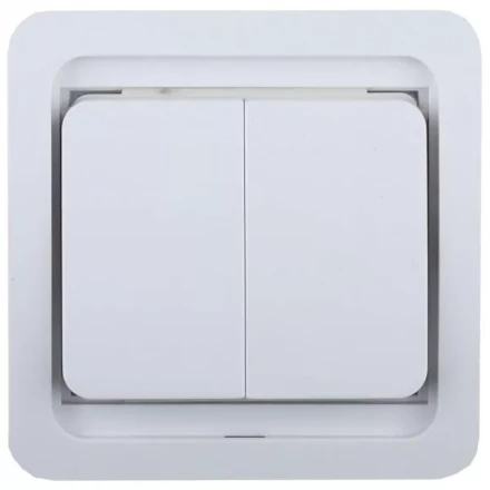 Выключатель СВЕТОЗАР &quot;ГАММА&quot; двухклавишный, без подсветки, цвет белый, 10А/~250В SV-54134-W купить в Тюмени