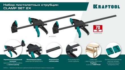 Набор пистолетных струбцин KRAFTOOL 32225-H2 купить в Тюмени