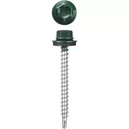 Саморезы СКМ кровельные, RAL 6005 зеленый насыщенный, 19 x 5.5 мм, 2 500 шт, для металлических конструкций, STAYER 30300-55-019-6005 купить в Тюмени