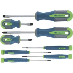 Набор отверток универсальный CrV трехкомпонентные рукоятки 8 предметов Сибртех 13375