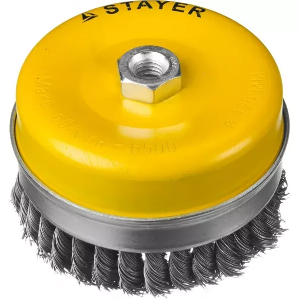 STAYER "PROFESSIONAL". Щетка чашечная усиленная для УШМ, жгутированная стальная проволока 0,5мм, 120ммхМ14 35137-120 купить в Тюмени