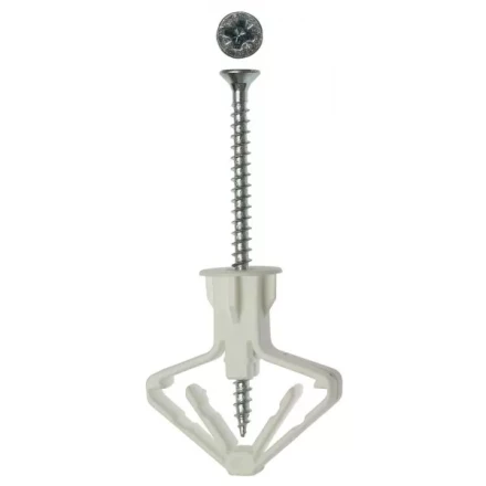Дюбель ЗУБР &quot;МАСТЕР&quot; полипропиленовый, тип &quot;Бабочка&quot;, для пустотелых конструкций, с оцинкованным саморезом, 10 х 50 мм, 4 шт 4-301326 купить в Тюмени
